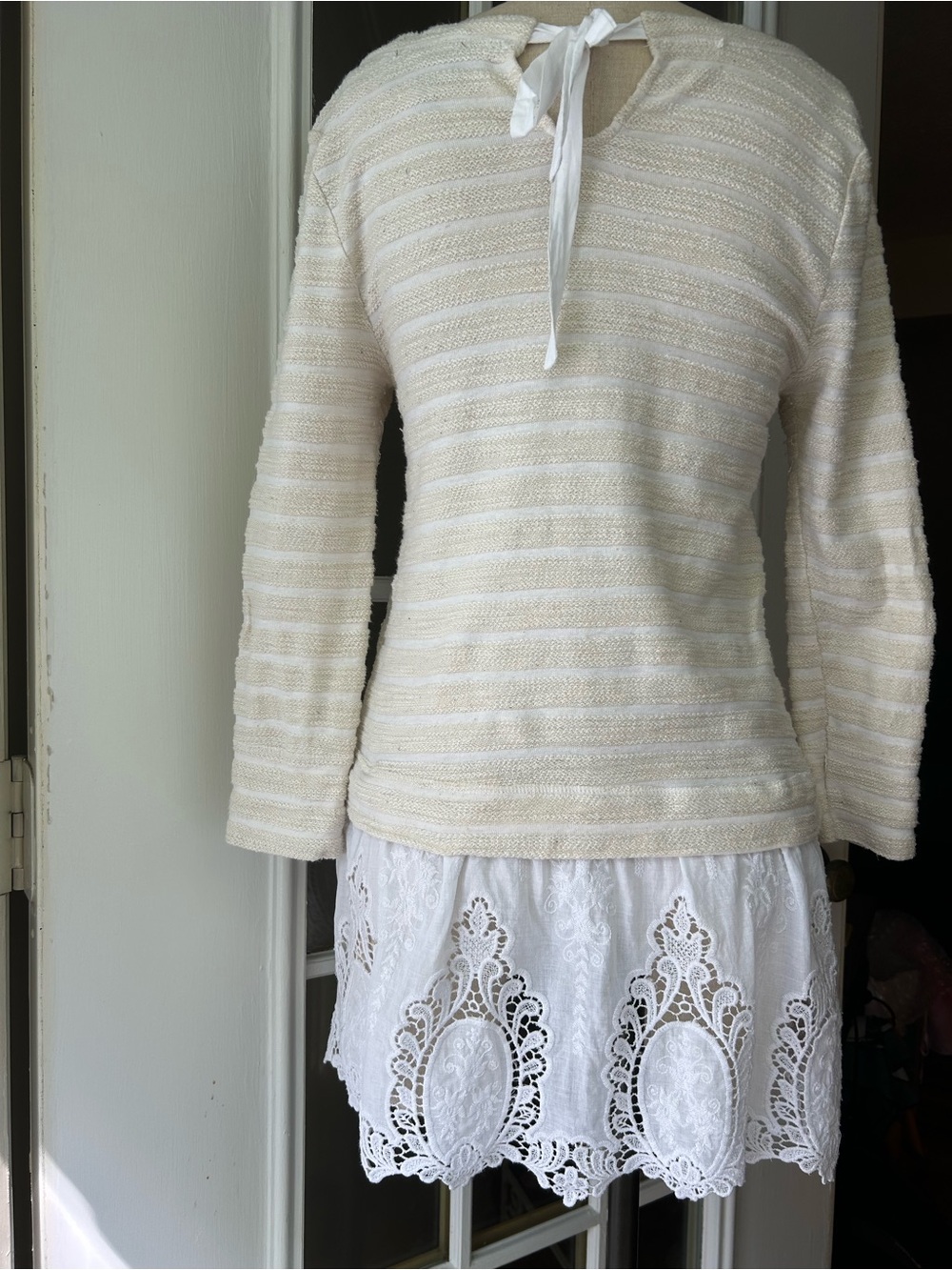 Anthropologie Sunday in Brooklyn East Falls lace tunic top cream/white small - Picture 3 of 10